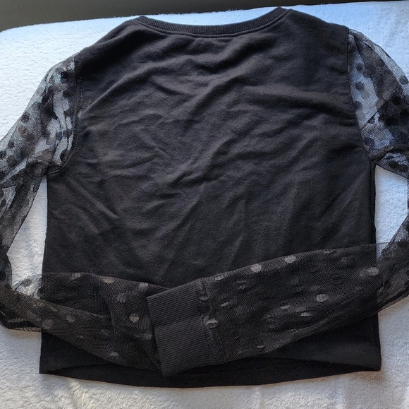 Forever 21 Black Sheer Polka Dot Long Sleeve Crop Top Size Small Y2k - Picture 2 of 3